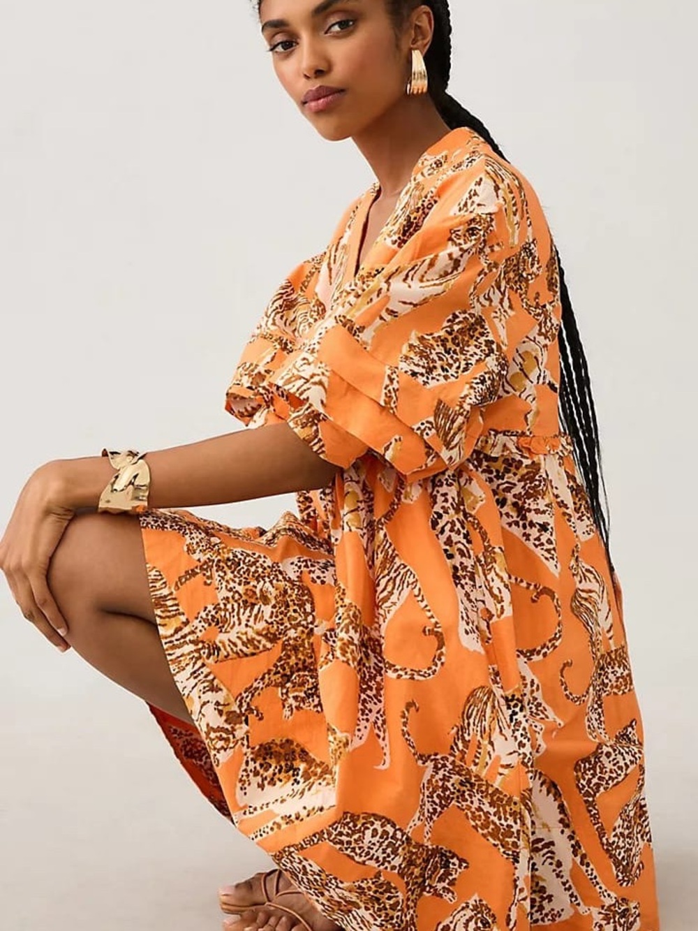 Maeve by Anthropologie Animal V-Neck Tunic Dress